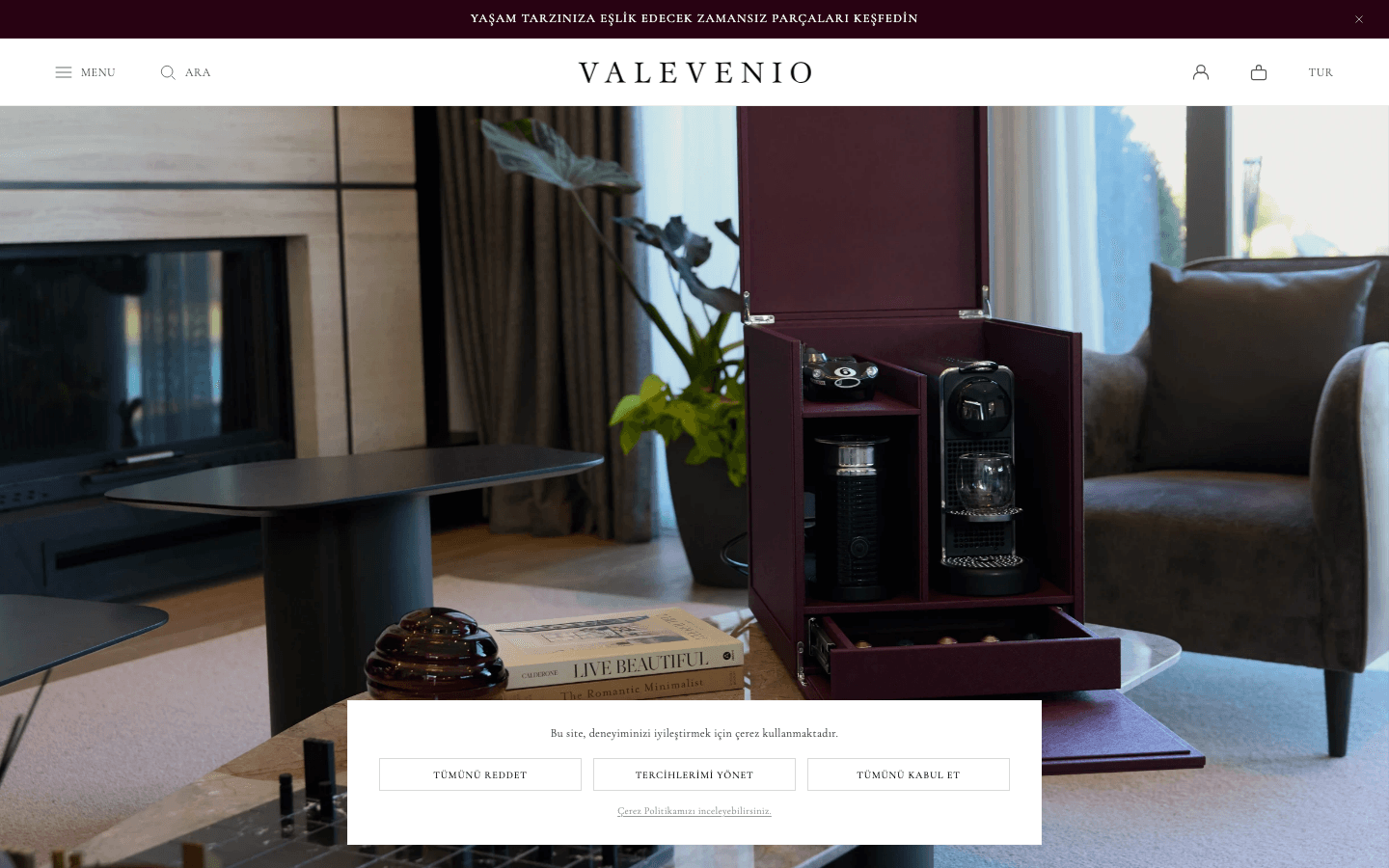 valevenio.com anasayfa ekran görüntüsü
